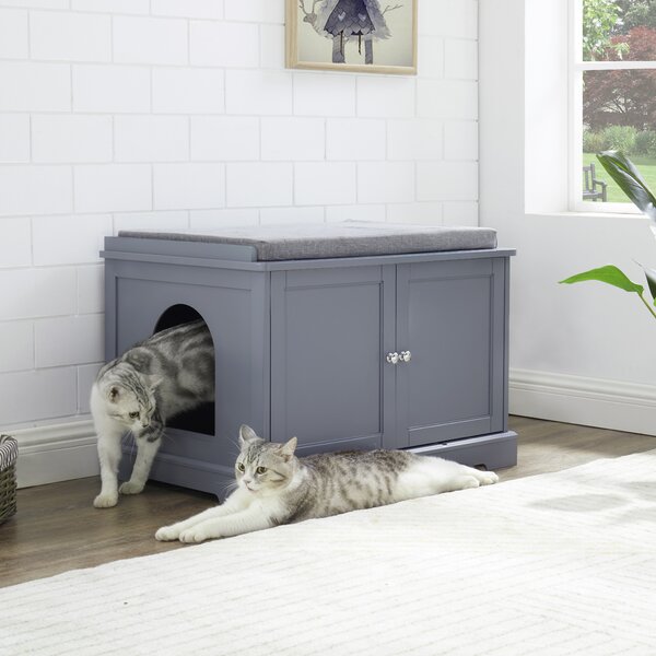 Tucker Murphy™ Pet Large Wooden Indoor Cat Litter Box Enclosure Cabinet